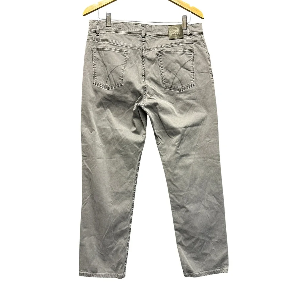 Brax Feel Good Cooper Fancy Mens Grey Regular Fit Pants 35x27 87-1507/06